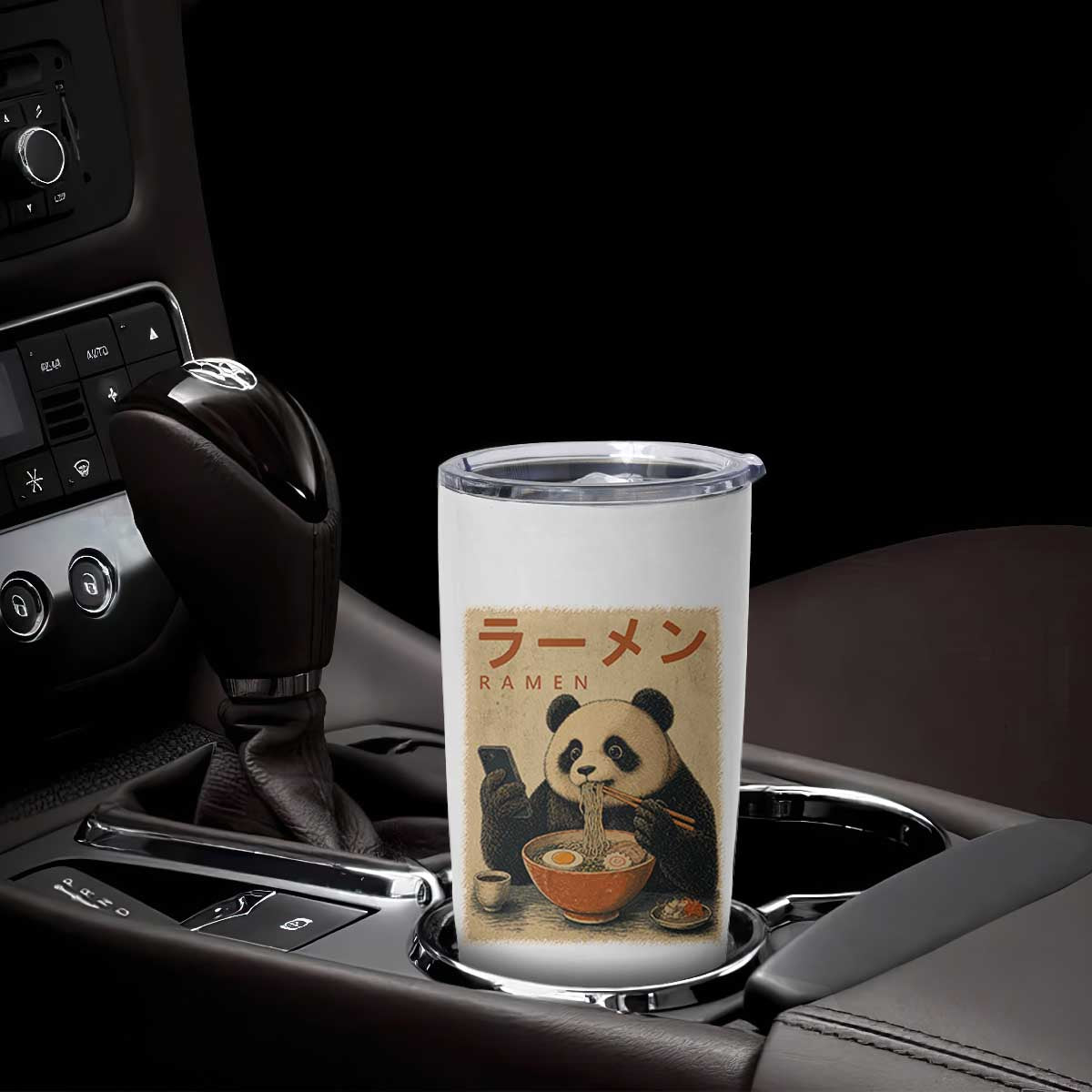 Funny Panda Eating Ramen Scrolling Phone Tumbler Cup Japanese Art Aesthetic TS12 Print Your Wear