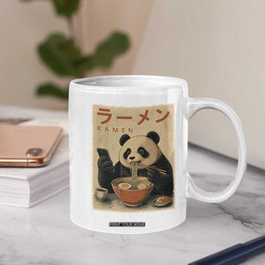 Funny Panda Eating Ramen Scrolling Phone Coffee Mug Japanese Art Aesthetic TS12 Print Your Wear