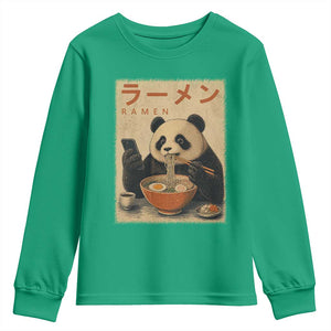 Funny Panda Eating Ramen Scrolling Phone Youth Sweatshirt Japanese Art Aesthetic TS12 Irish Green Print Your Wear
