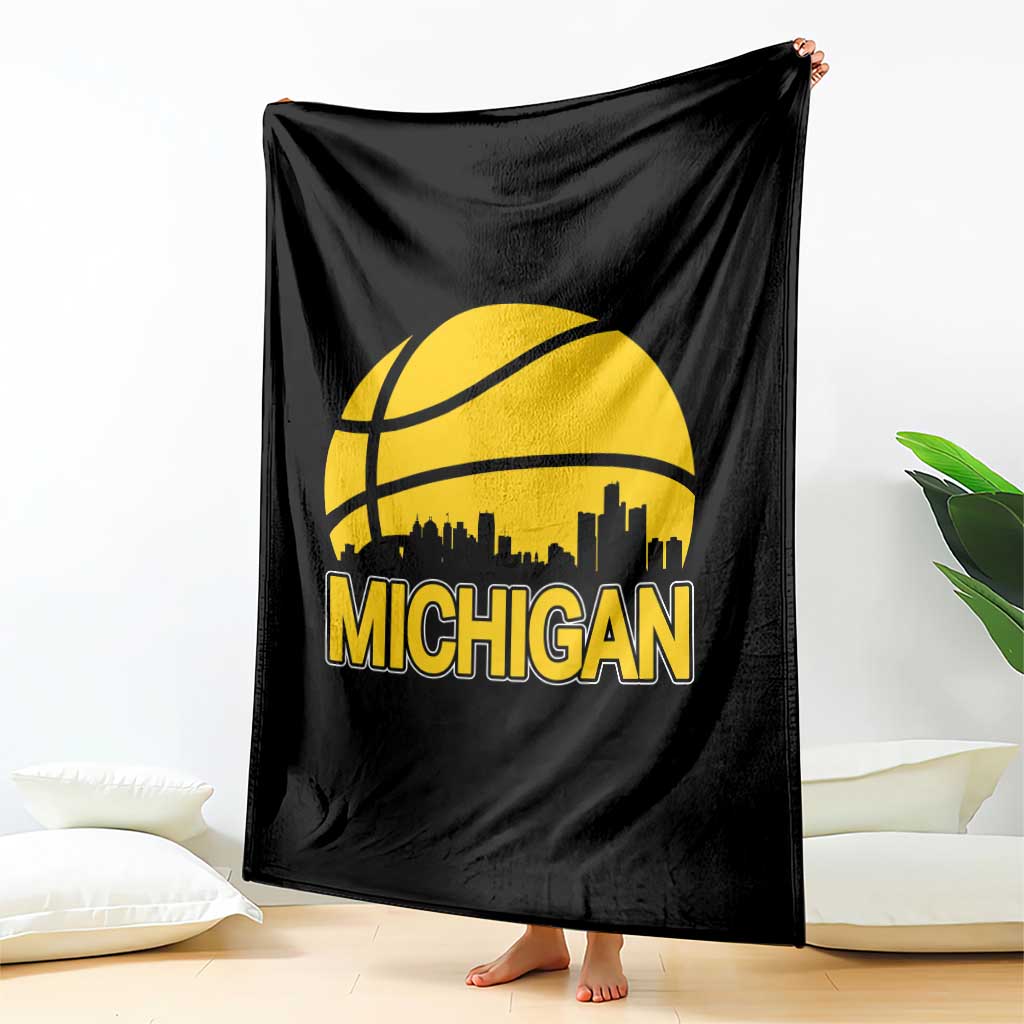 Vintage Michigan Skyline Throw Blanket Basketball Lover Gift TS12 Print Your Wear