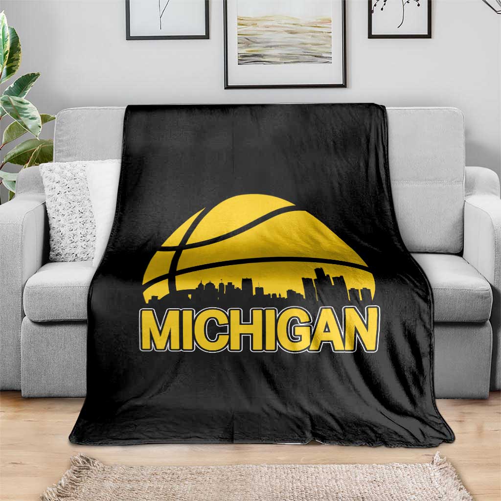 Vintage Michigan Skyline Throw Blanket Basketball Lover Gift TS12 Print Your Wear