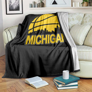 Vintage Michigan Skyline Throw Blanket Basketball Lover Gift TS12 Print Your Wear