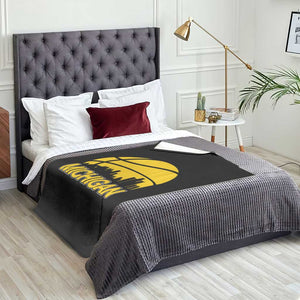Vintage Michigan Skyline Throw Blanket Basketball Lover Gift TS12 Print Your Wear