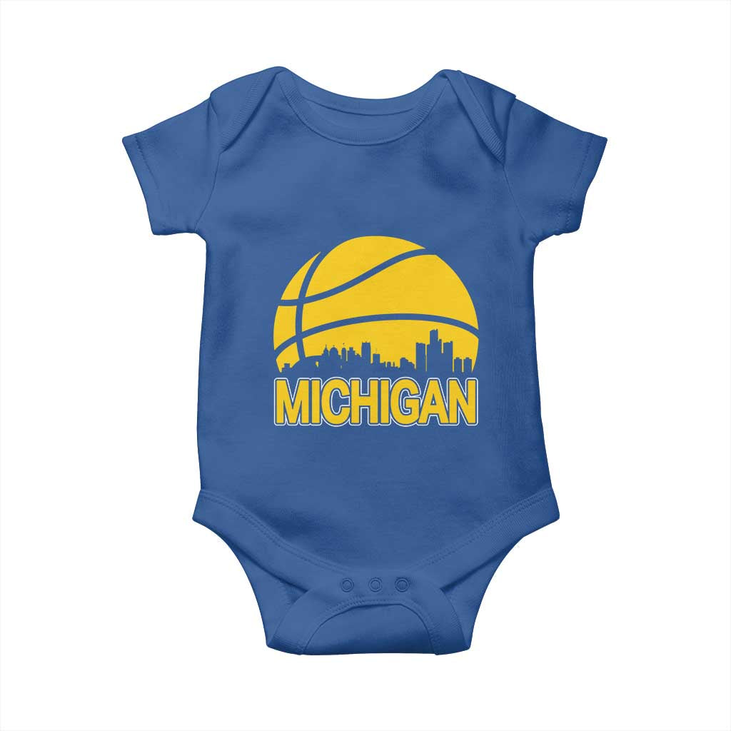 Vintage Michigan Skyline Baby Onesie Basketball Lover Gift TS12 Royal Blue Print Your Wear