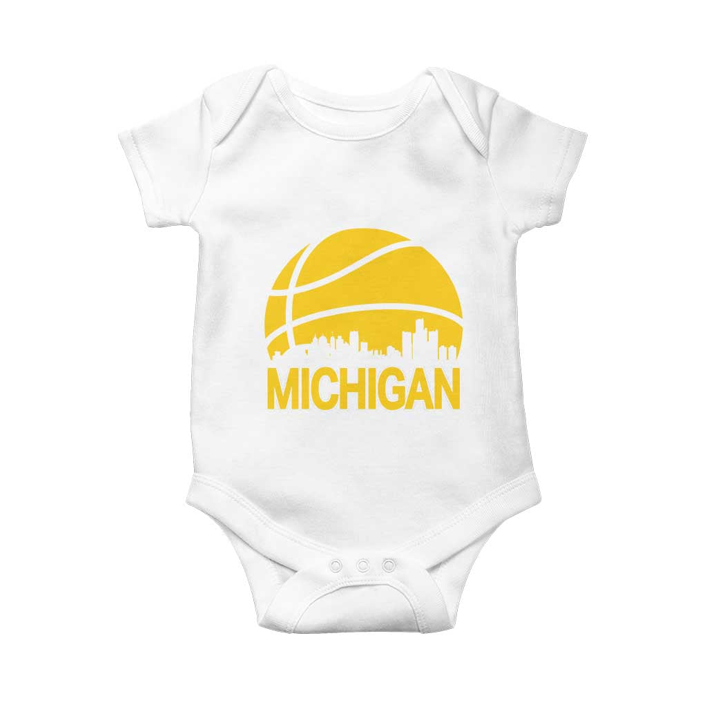 Vintage Michigan Skyline Baby Onesie Basketball Lover Gift TS12 White Print Your Wear