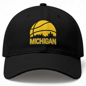Vintage Michigan Skyline Baseball Cap Basketball Lover Gift TS12 Print Your Wear