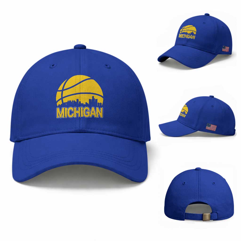 Vintage Michigan Skyline Baseball Cap Basketball Lover Gift TS12 Baseball Cap Universal Fit Royal Blue Print Your Wear