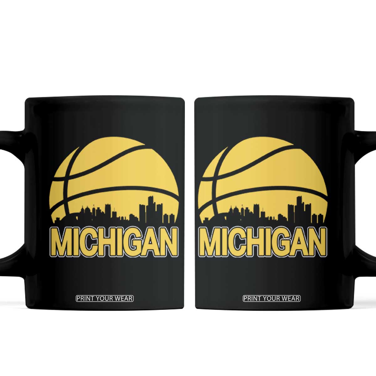Vintage Michigan Skyline Coffee Mug Basketball Lover Gift TS12 Black Print Your Wear