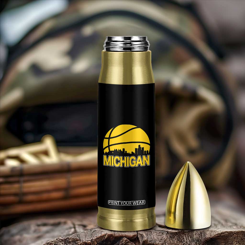 Vintage Michigan Skyline Bullet Tumbler Basketball Lover Gift TS12 Print Your Wear
