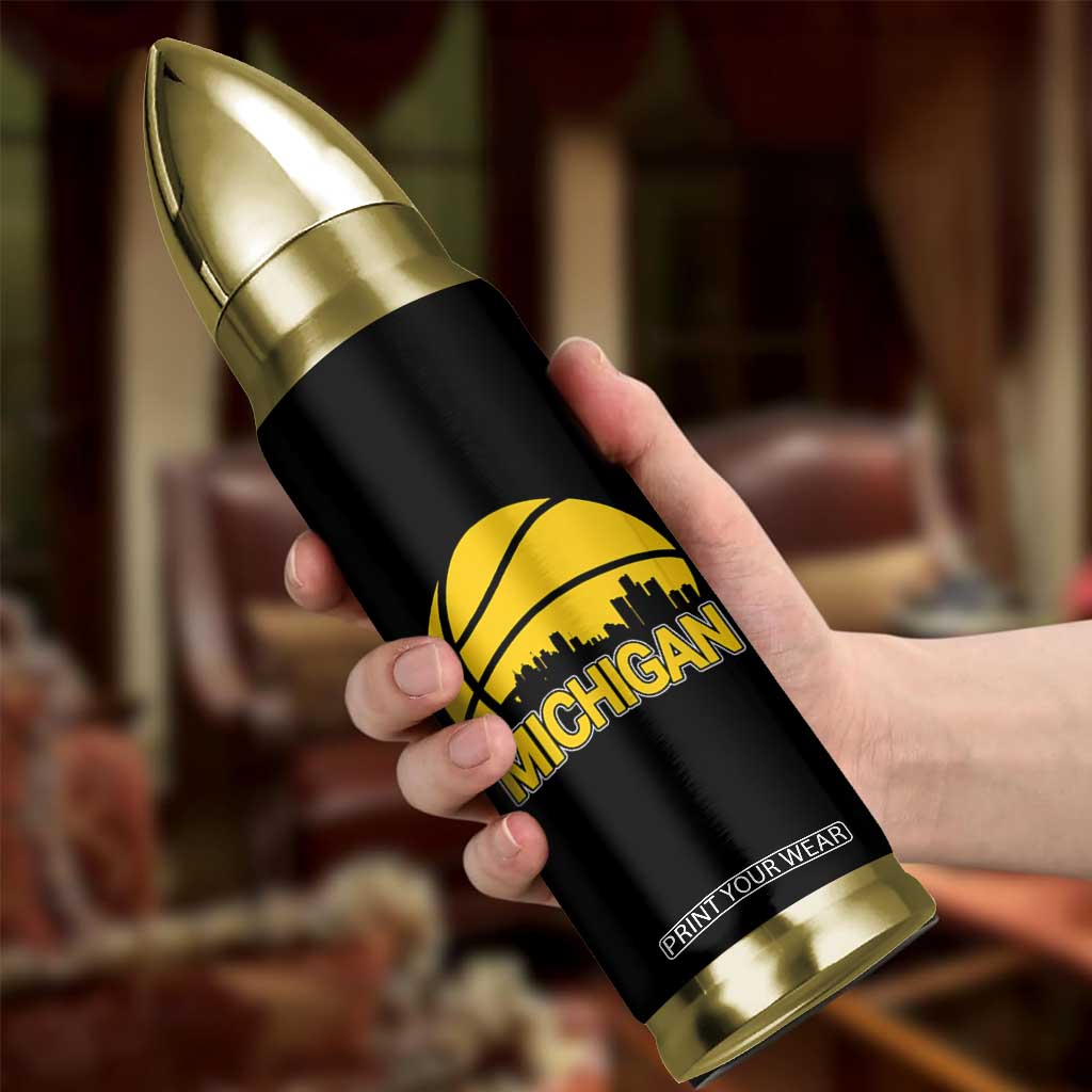 Vintage Michigan Skyline Bullet Tumbler Basketball Lover Gift TS12 Print Your Wear