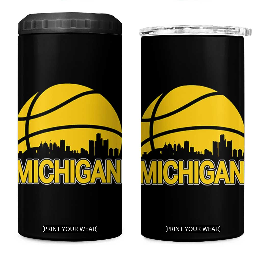 Vintage Michigan Skyline 4 in 1 Can Cooler Tumbler Basketball Lover Gift TS12 One Size: 16 oz Black Print Your Wear