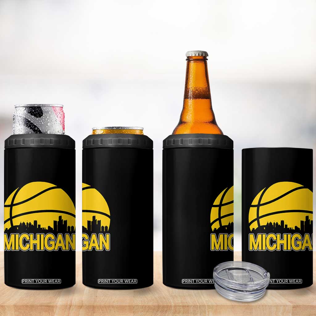 Vintage Michigan Skyline 4 in 1 Can Cooler Tumbler Basketball Lover Gift TS12 Print Your Wear