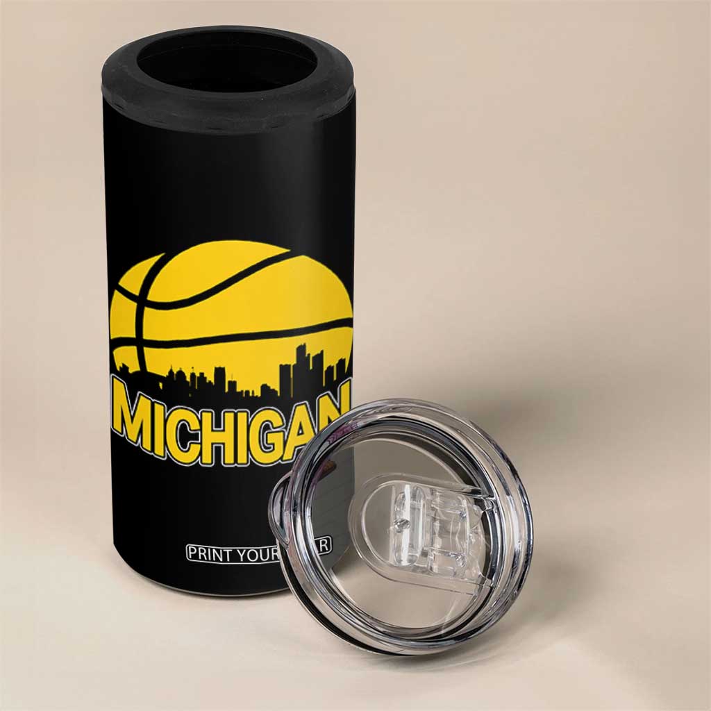 Vintage Michigan Skyline 4 in 1 Can Cooler Tumbler Basketball Lover Gift TS12 Print Your Wear