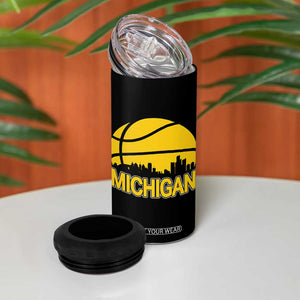 Vintage Michigan Skyline 4 in 1 Can Cooler Tumbler Basketball Lover Gift TS12 Print Your Wear