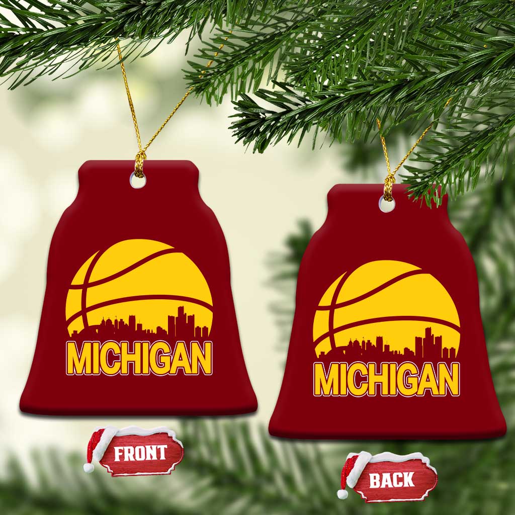 Vintage Michigan Skyline Ceramic Ornament Basketball Lover Gift TS12 Print Your Wear