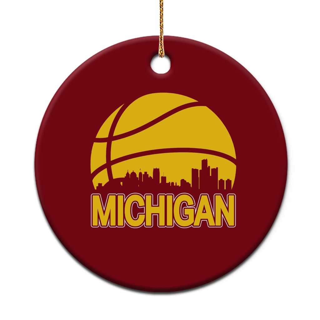 Vintage Michigan Skyline Ceramic Ornament Basketball Lover Gift TS12 1pc Red Print Your Wear