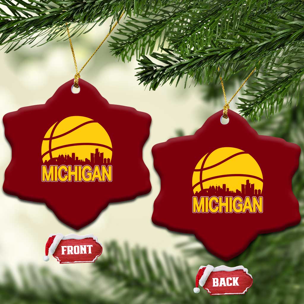 Vintage Michigan Skyline Ceramic Ornament Basketball Lover Gift TS12 Print Your Wear