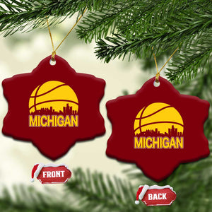 Vintage Michigan Skyline Ceramic Ornament Basketball Lover Gift TS12 Print Your Wear
