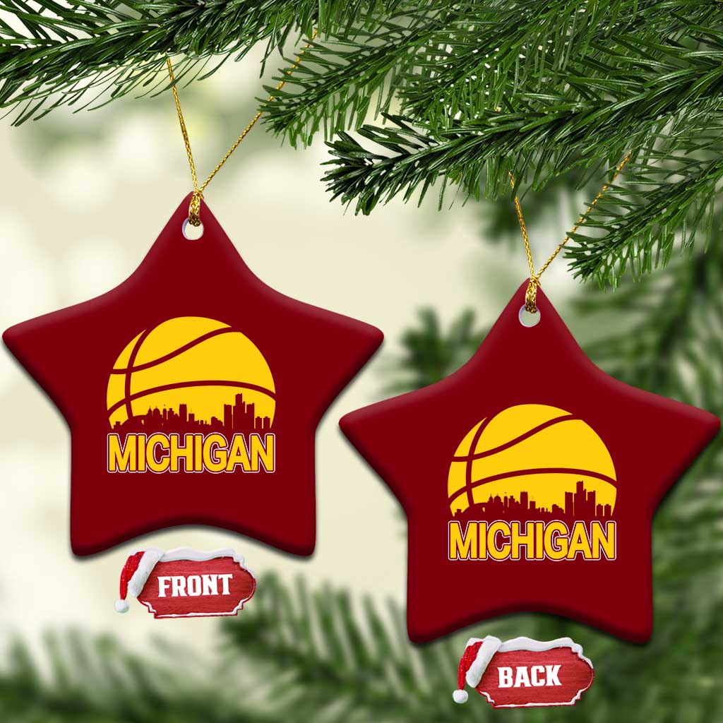 Vintage Michigan Skyline Ceramic Ornament Basketball Lover Gift TS12 Print Your Wear