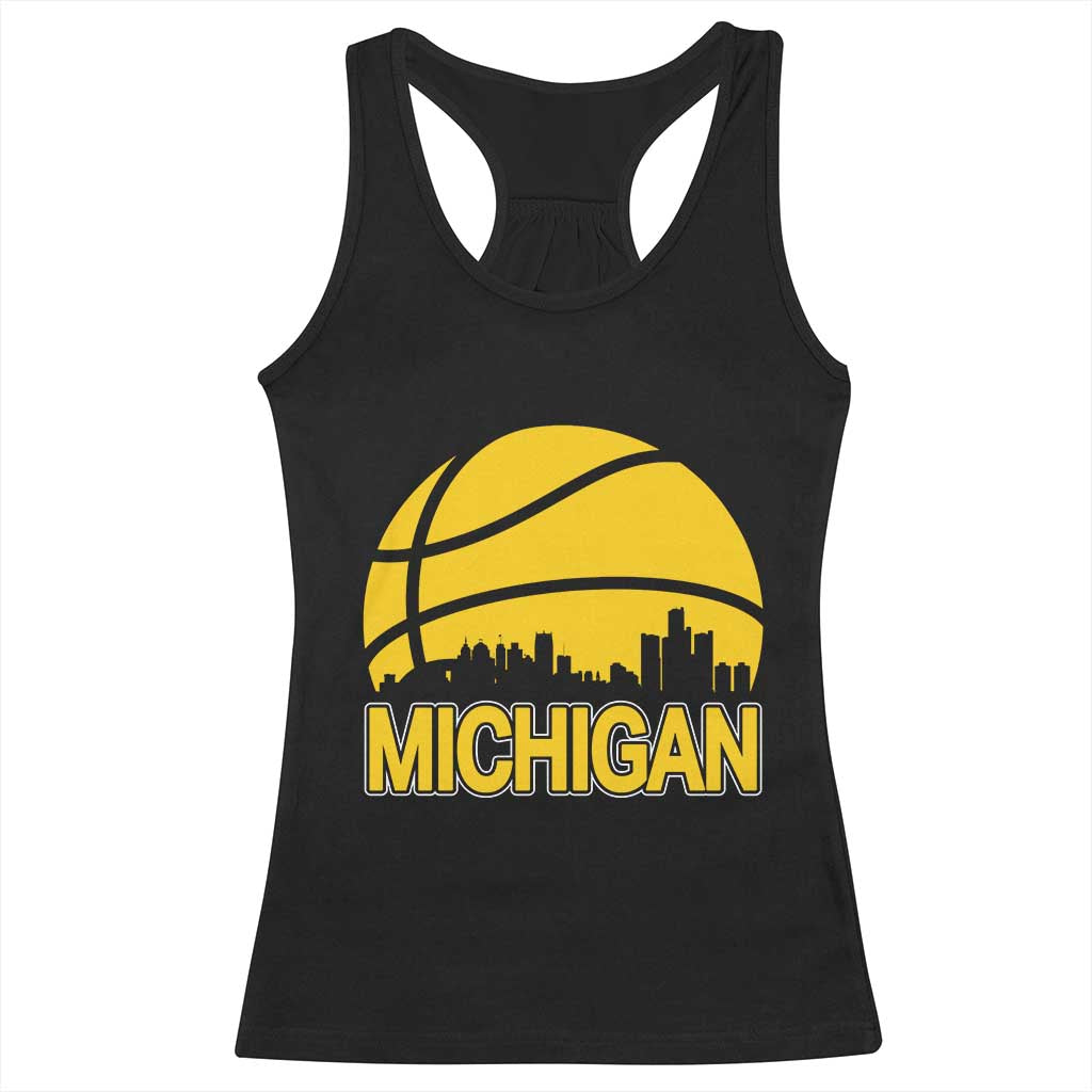 Vintage Michigan Skyline Racerback Tank Top Basketball Lover Gift TS12 Black Print Your Wear
