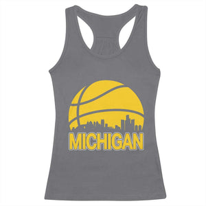 Vintage Michigan Skyline Racerback Tank Top Basketball Lover Gift TS12 Charcoal Print Your Wear