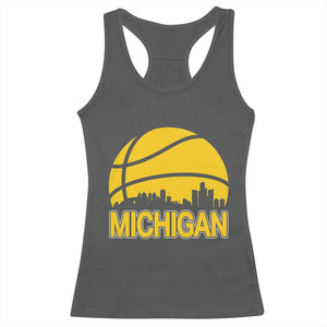 Vintage Michigan Skyline Racerback Tank Top Basketball Lover Gift TS12 Dark Heather Print Your Wear