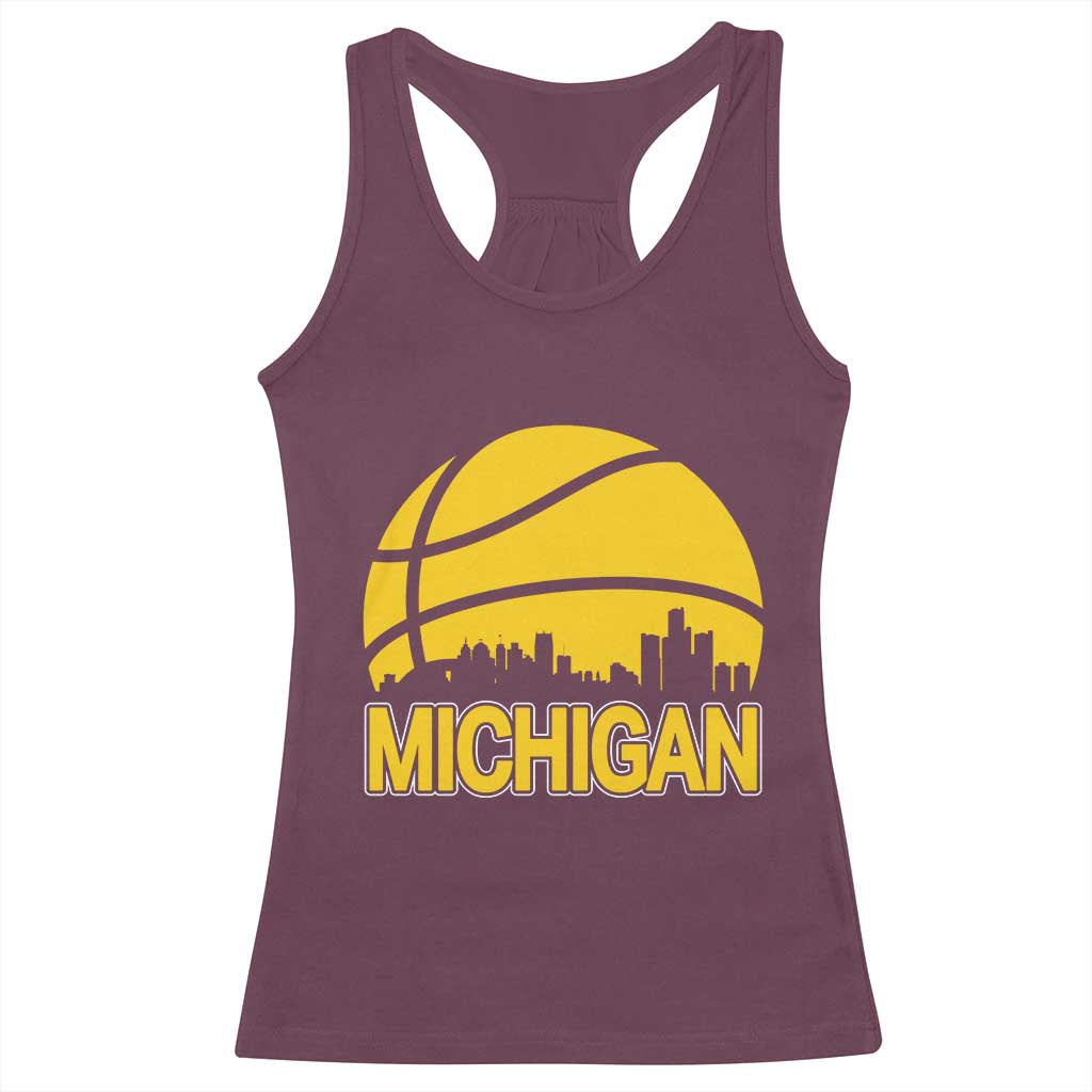 Vintage Michigan Skyline Racerback Tank Top Basketball Lover Gift TS12 Maroon Print Your Wear