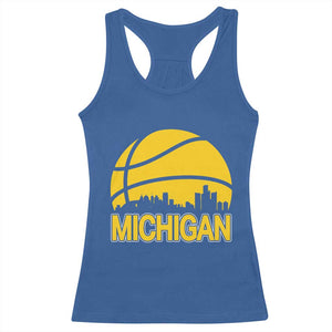 Vintage Michigan Skyline Racerback Tank Top Basketball Lover Gift TS12 Royal Blue Print Your Wear