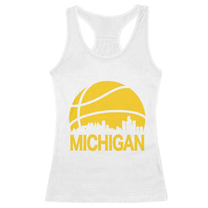 Vintage Michigan Skyline Racerback Tank Top Basketball Lover Gift TS12 White Print Your Wear