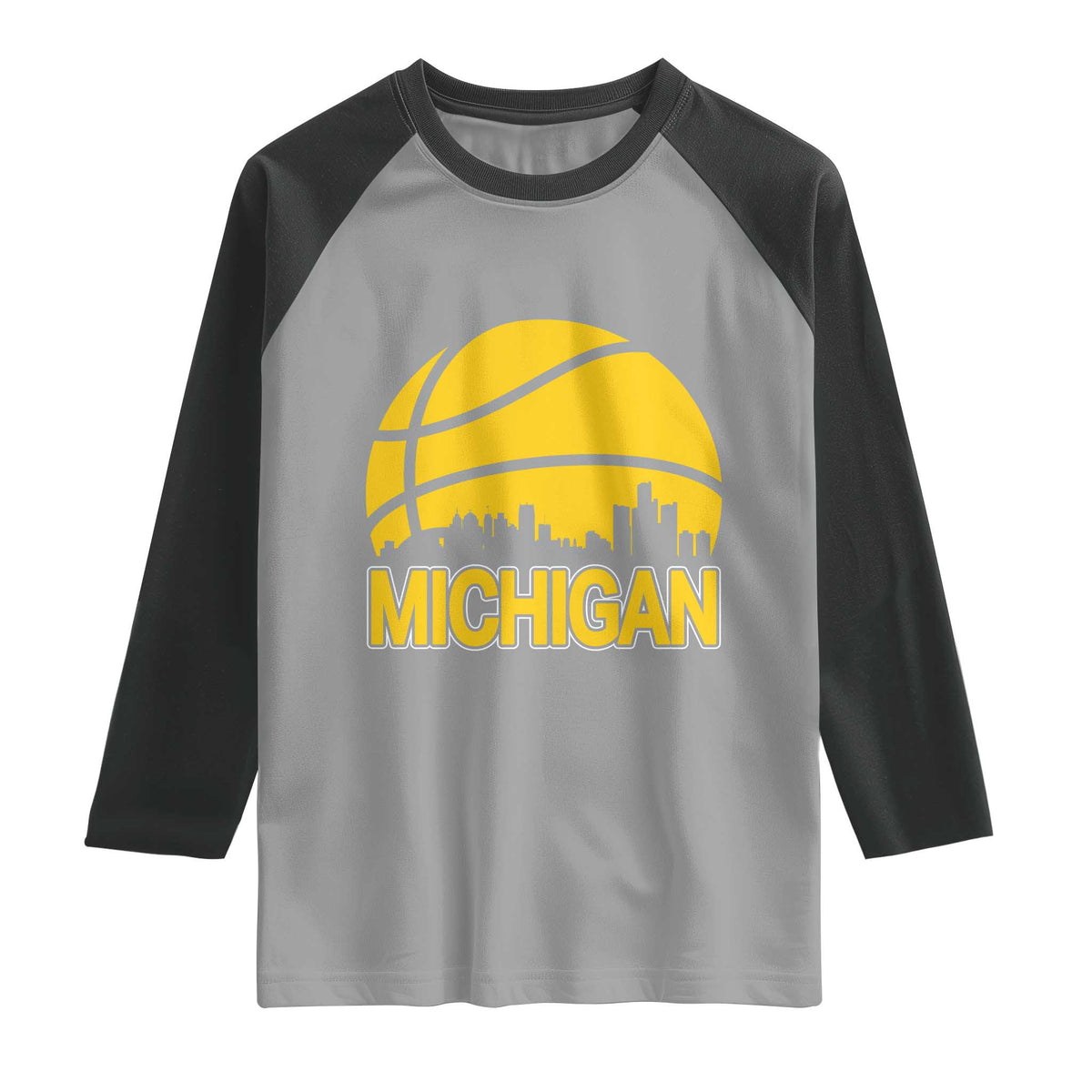 Vintage Michigan Skyline Raglan Shirt Basketball Lover Gift TS12 Sport Gray Black Print Your Wear