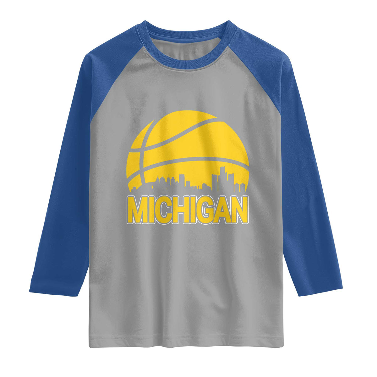 Vintage Michigan Skyline Raglan Shirt Basketball Lover Gift TS12 Sport Gray Royal Print Your Wear