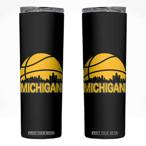 Vintage Michigan Skyline Skinny Tumbler Basketball Lover Gift TS12 Black Print Your Wear