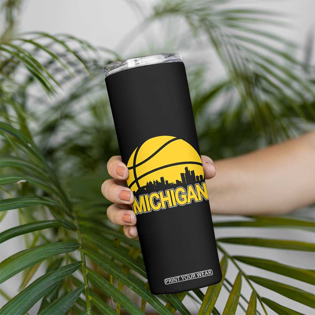 Vintage Michigan Skyline Skinny Tumbler Basketball Lover Gift TS12 Print Your Wear