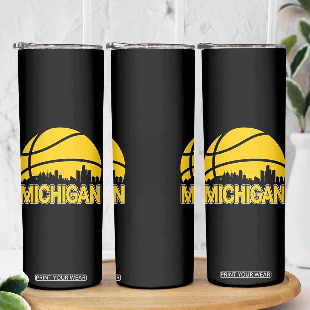 Vintage Michigan Skyline Skinny Tumbler Basketball Lover Gift TS12 Print Your Wear