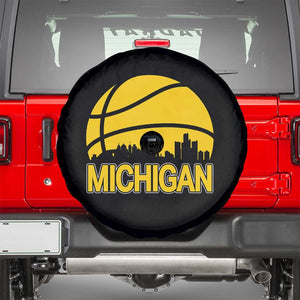 Vintage Michigan Skyline Spare Tire Cover Basketball Lover Gift TS12 Black Print Your Wear