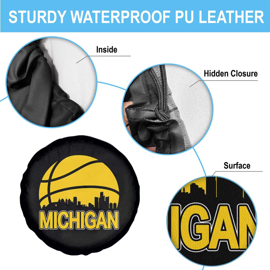 Vintage Michigan Skyline Spare Tire Cover Basketball Lover Gift TS12 Print Your Wear