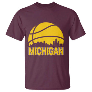 Vintage Michigan Skyline T Shirt Basketball Lover Gift TS12 Maroon Print Your Wear