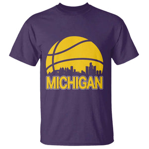 Vintage Michigan Skyline T Shirt Basketball Lover Gift TS12 Purple Print Your Wear