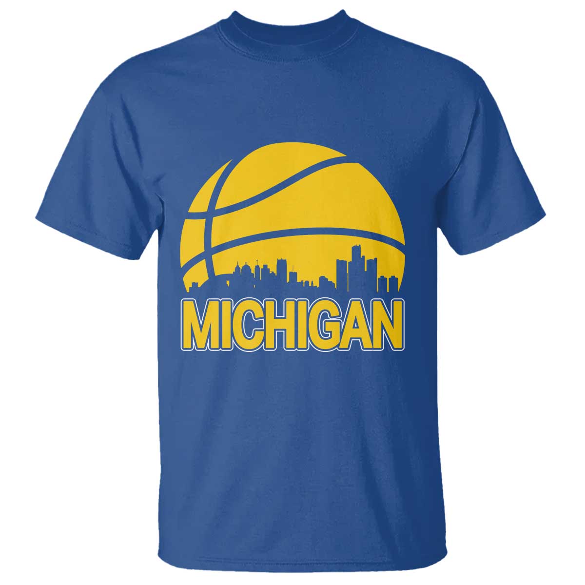 Vintage Michigan Skyline T Shirt Basketball Lover Gift TS12 Royal Blue Print Your Wear