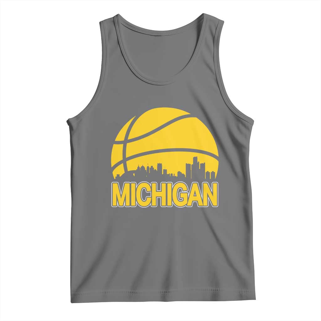 Vintage Michigan Skyline Tank Top Basketball Lover Gift TS12 Black Heather Print Your Wear