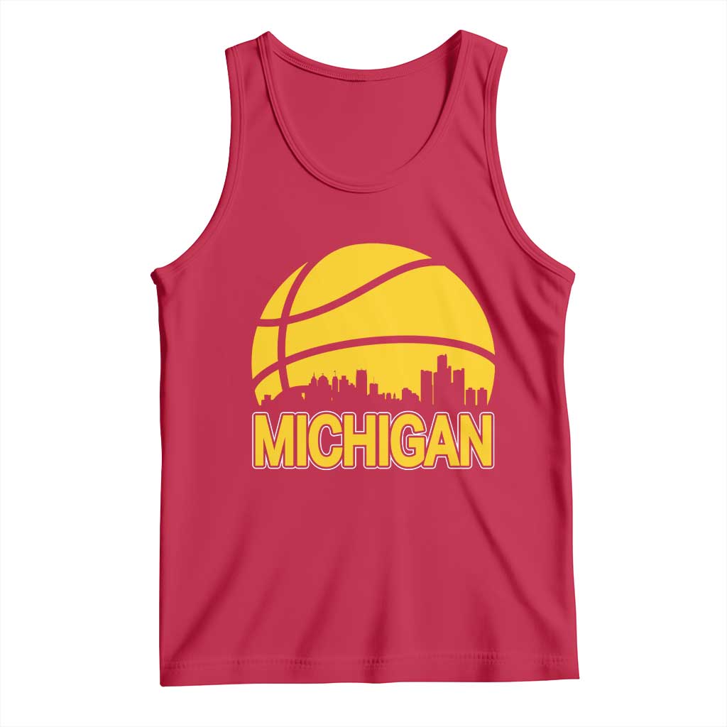 Vintage Michigan Skyline Tank Top Basketball Lover Gift TS12 Red Print Your Wear