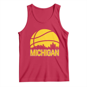 Vintage Michigan Skyline Tank Top Basketball Lover Gift TS12 Red Print Your Wear