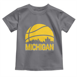 Vintage Michigan Skyline Toddler T Shirt Basketball Lover Gift TS12 Charcoal Print Your Wear