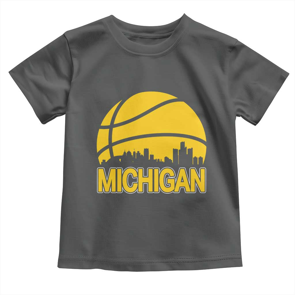 Vintage Michigan Skyline Toddler T Shirt Basketball Lover Gift TS12 Dark Heather Print Your Wear