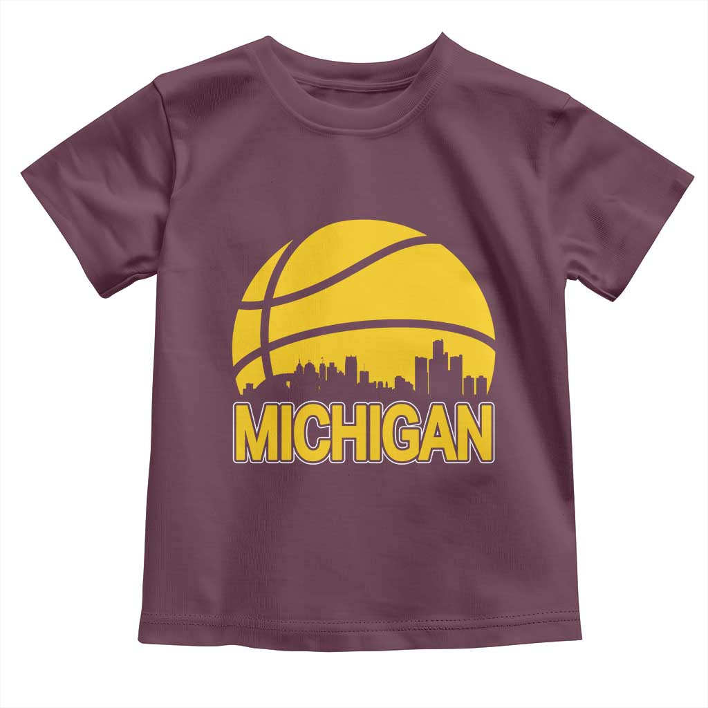 Vintage Michigan Skyline Toddler T Shirt Basketball Lover Gift TS12 Maroon Print Your Wear