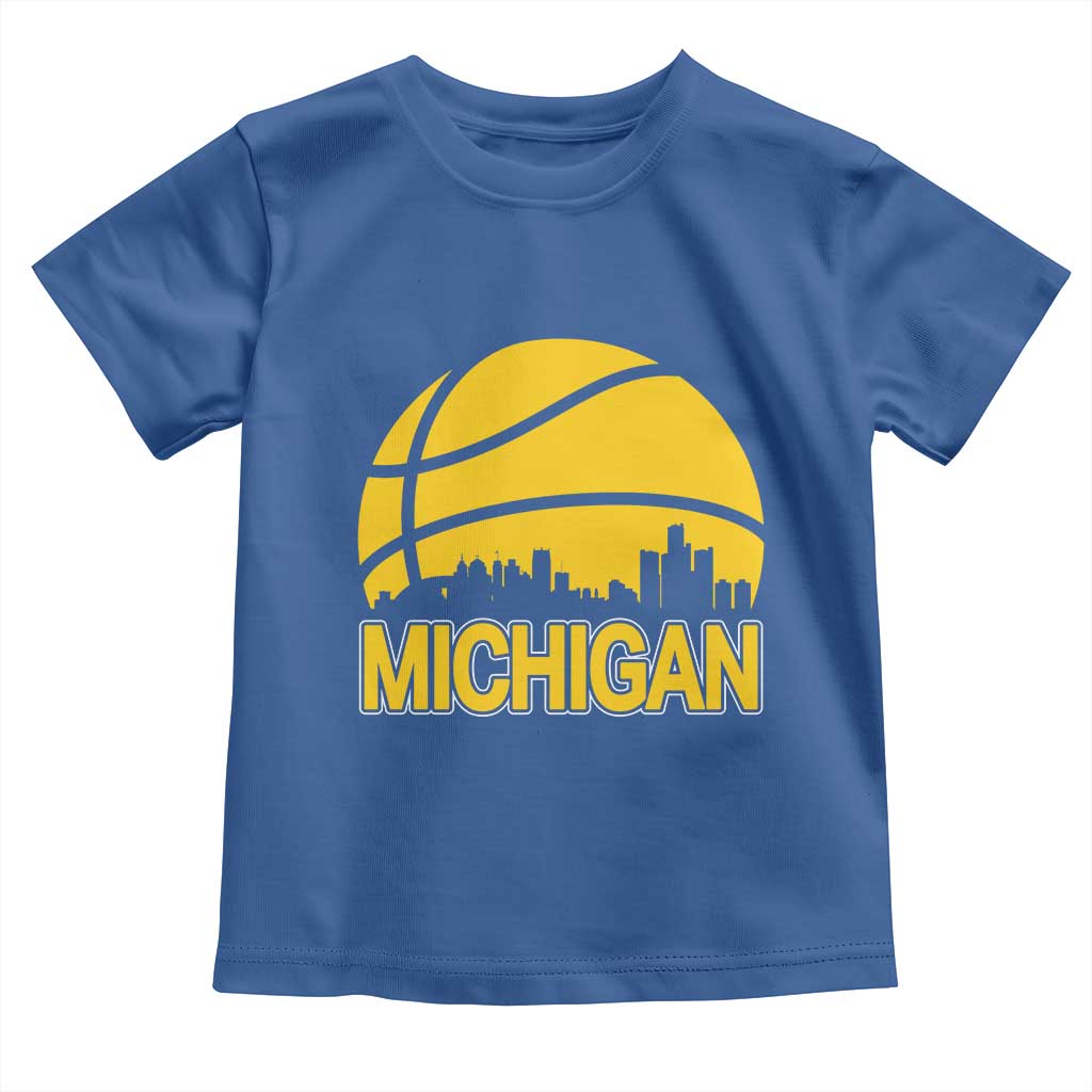 Vintage Michigan Skyline Toddler T Shirt Basketball Lover Gift TS12 Royal Blue Print Your Wear