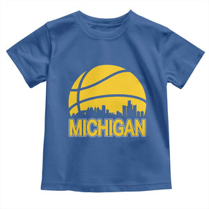 Vintage Michigan Skyline Toddler T Shirt Basketball Lover Gift TS12 Royal Blue Print Your Wear