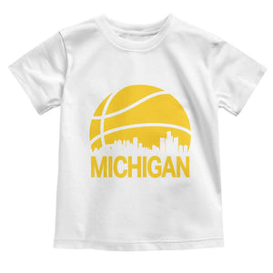Vintage Michigan Skyline Toddler T Shirt Basketball Lover Gift TS12 White Print Your Wear