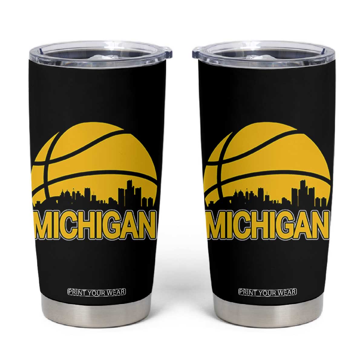 Vintage Michigan Skyline Tumbler Cup Basketball Lover Gift TS12 Black Print Your Wear
