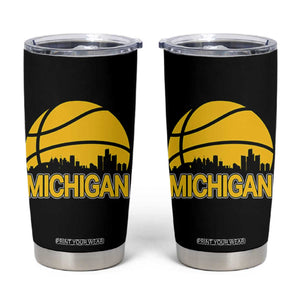 Vintage Michigan Skyline Tumbler Cup Basketball Lover Gift TS12 Black Print Your Wear